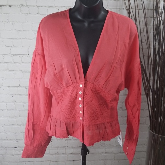 Free People True Color Button Blouse Sz S NWT - Picture 2 of 5